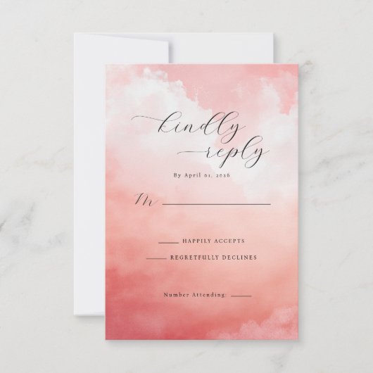 Elegant Pink Watercolor Invitations 出欠カード (正面)
