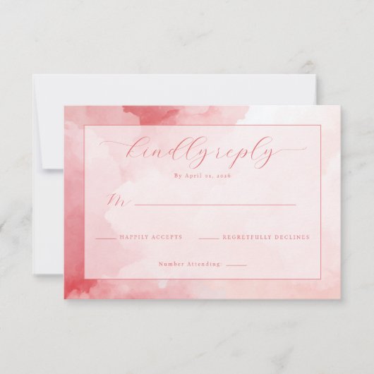 Elegant Pink Watercolor Invite 出欠カード (正面)