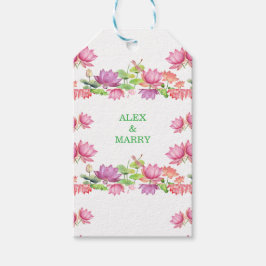 Elegant Pink Watercolor Lotus Floral  ギフトタグ