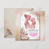 Elegant Pink Watercolor Mother’s Day Card  招待状 (正面/裏面)