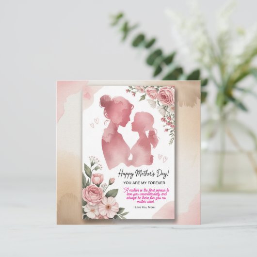 Elegant Pink Watercolor Mother’s Day Card  招待状 (スタンド正面)