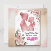 Elegant Pink Watercolor Mother’s Day Card  招待状 (正面)