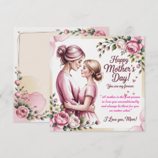 Elegant Pink Watercolor Mother’s Day Card  招待状