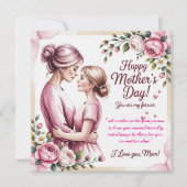 Elegant Pink Watercolor Mother’s Day Card  招待状 (正面)