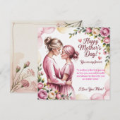 Elegant Pink Watercolor Mother’s Day Card  招待状 (正面/裏面)
