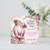 Elegant Pink Watercolor Mother’s Day Card  招待状 (スタンド正面)