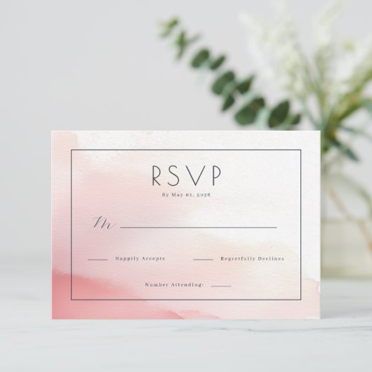 Elegant Pink Watercolor RSVP (スタンド正面)