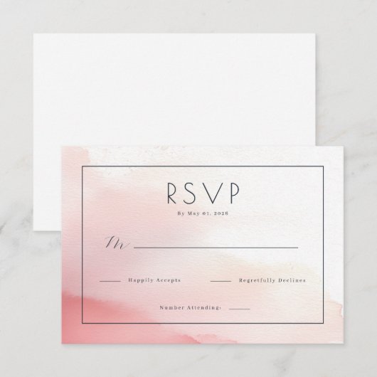Elegant Pink Watercolor RSVP (正面/裏面)