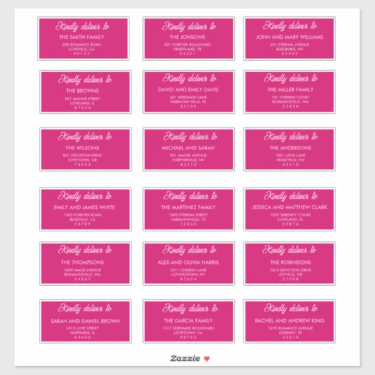 Elegant Pink Wedding Guest Address Labels シール (シート)