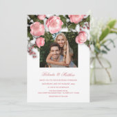 Elegant Pink White 3D Roses Wedding 招待状 (スタンド正面)