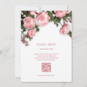Elegant Pink White 3D Roses Wedding 招待状 (裏面)