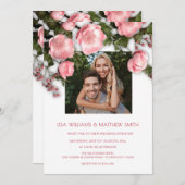 Elegant Pink White 3D Roses Wedding 招待状 (正面/裏面)