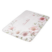 Elegant Pink White Floral Bath Mat バスマット (アングル)