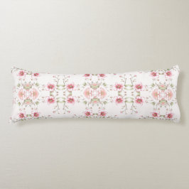 Elegant Pink White Floral Body Pillow ボディピロー