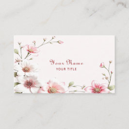 Elegant Pink White Floral Business Card 名刺