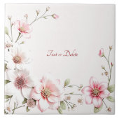 Elegant Pink White Floral Ceramic Tile タイル (正面)
