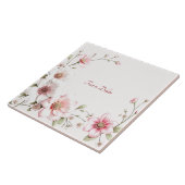 Elegant Pink White Floral Ceramic Tile タイル (側面)