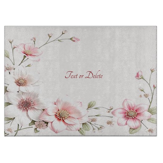 Elegant Pink White Floral Cutting Board カッティングボード (正面)