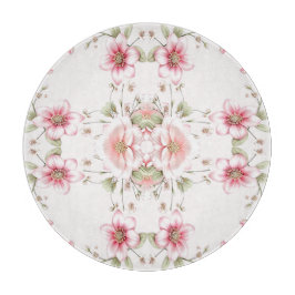 Elegant Pink White Floral Cutting Board カッティングボード