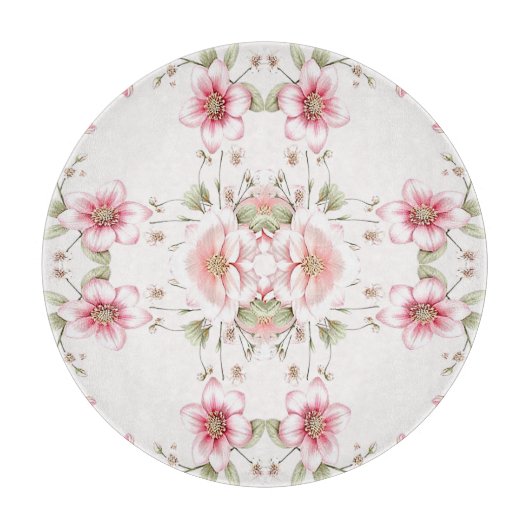Elegant Pink White Floral Cutting Board カッティングボード (正面)