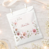 Elegant Pink White Floral Favor Bag フェイバーバッグ (クリップ留めされた状態)