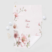 Elegant Pink White Floral Golf Towel ゴルフタオル (インサイチュ)
