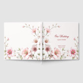 Elegant Pink White Floral Guest Book ゲストブック (全面)