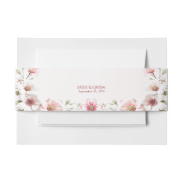 Elegant Pink White Floral Invitation Belly Band 招待状ベリーバンド