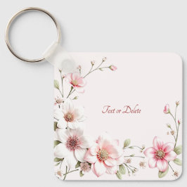 Elegant Pink White Floral Keychain キーホルダー