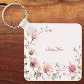 Elegant Pink White Floral Keychain キーホルダー (正面)