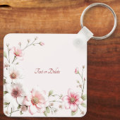 Elegant Pink White Floral Keychain キーホルダー (裏面)