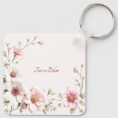 Elegant Pink White Floral Keychain キーホルダー (裏面)