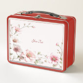 Elegant Pink White Floral Lunchbox メタルランチボックス (正面)