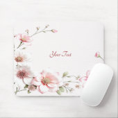 Elegant Pink White Floral Mousepad マウスパッド (マウス)