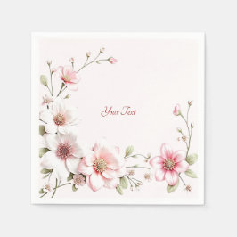 Elegant Pink White Floral Napkins スタンダードカクテルナプキン