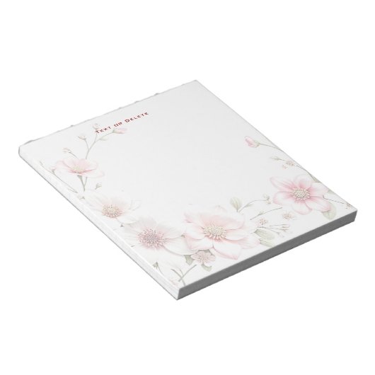 Elegant Pink White Floral Notepad ノートパッド (アングル)