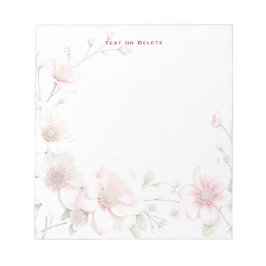 Elegant Pink White Floral Notepad ノートパッド