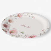 Elegant Pink White Floral Paper Plate ペーパープレート (アングル)