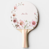 Elegant Pink White Floral Ping Pong Paddle 卓球ラケット (裏面)