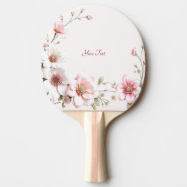 Elegant Pink White Floral Ping Pong Paddle 卓球ラケット