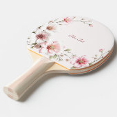 Elegant Pink White Floral Ping Pong Paddle 卓球ラケット (正面アングル)