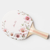 Elegant Pink White Floral Ping Pong Paddle 卓球ラケット (横)