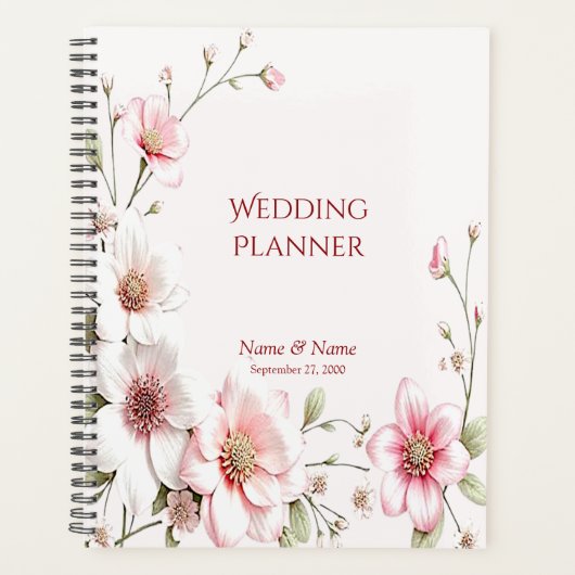 Elegant Pink White Floral Planner プランナー手帳 (正面)