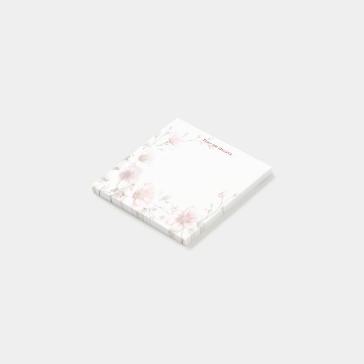 Elegant Pink White Floral Post it Notes ポストイット (アングル)