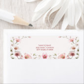 Elegant Pink White Floral Return Address Label ラベル (インサイチュ)