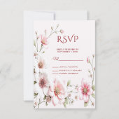 Elegant Pink White Floral RSVP Card (正面)