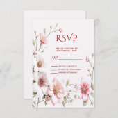 Elegant Pink White Floral RSVP Card (正面/裏面)