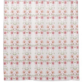 Elegant Pink White Floral Shower Curtain シャワーカーテン (正面)