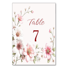 Elegant Pink White Floral Table Number テーブルナンバー