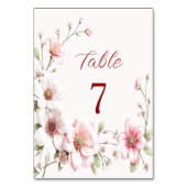 Elegant Pink White Floral Table Number テーブルナンバー (裏面)